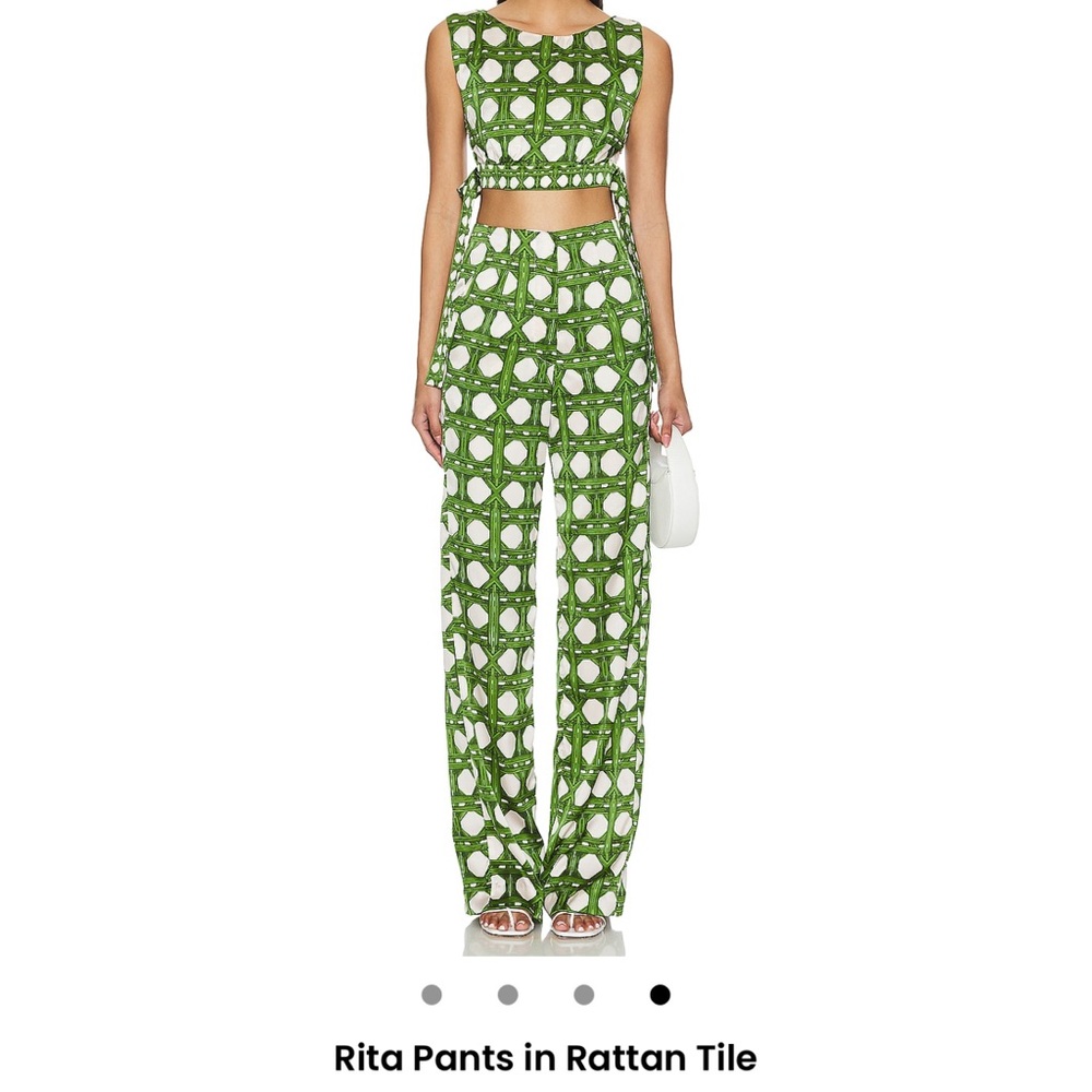 Chic Green Geometric Pattern Pants - image 4
